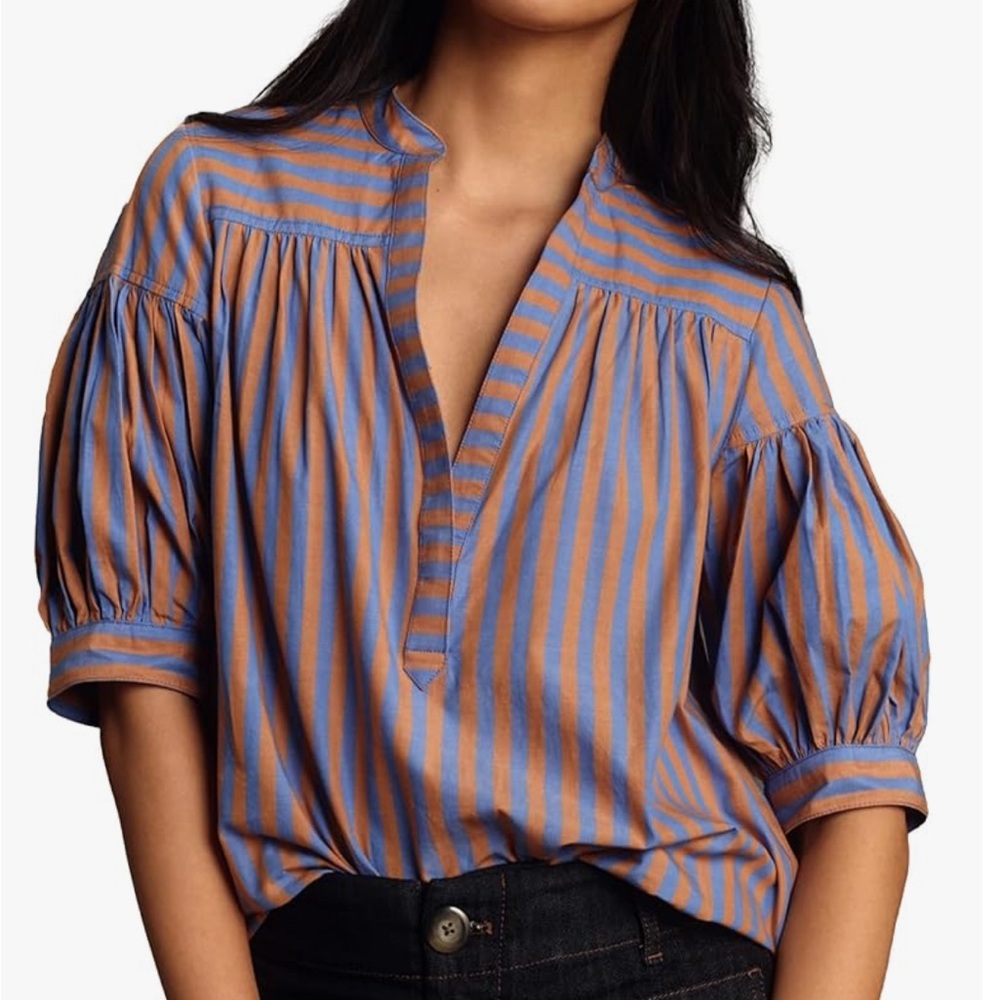 Amazon Women's Striped Purple and Pink Blouse